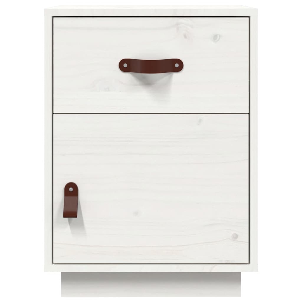 Comodini Bianchi 2 pz 40x34x55 cm in Legno Massello di Pino - homemem39