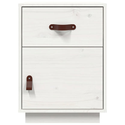 Comodini Bianchi 2 pz 40x34x55 cm in Legno Massello di Pino - homemem39