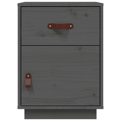 Comodini Grigi 2 pz 40x34x55 cm in Legno Massello di Pino - homemem39