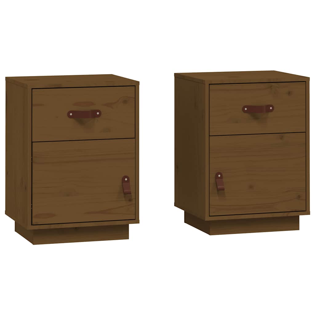 Comodini ambra 2 pz 40x34x55 cm in Legno Massello di Pino - homemem39