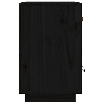 Comodino Nero 40x34x55 cm in Legno Massello di Pino - homemem39