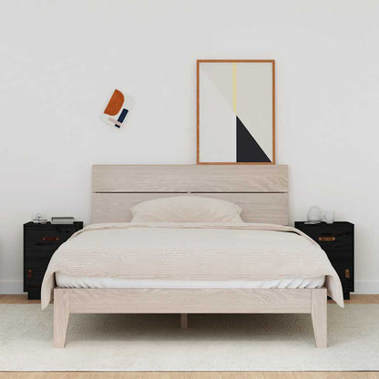 Comodini Neri 2 pz 40x34x55 cm in Legno Massello di Pino - homemem39