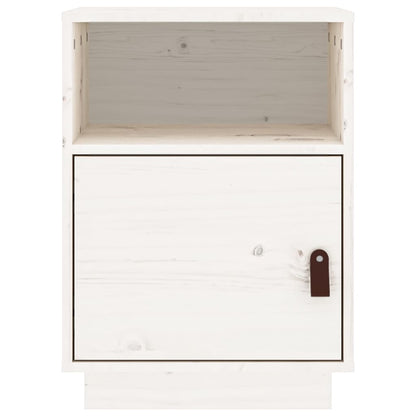 Comodino Bianco 40x34x55 cm in Legno Massello di Pino - homemem39