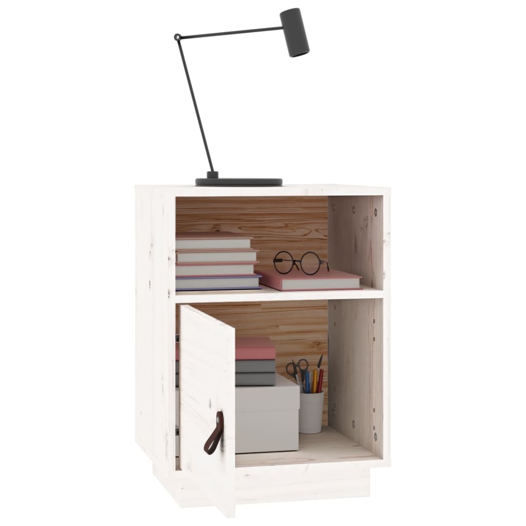 Comodini Bianchi 2 pz 40x34x55 cm in Legno Massello di Pino - homemem39