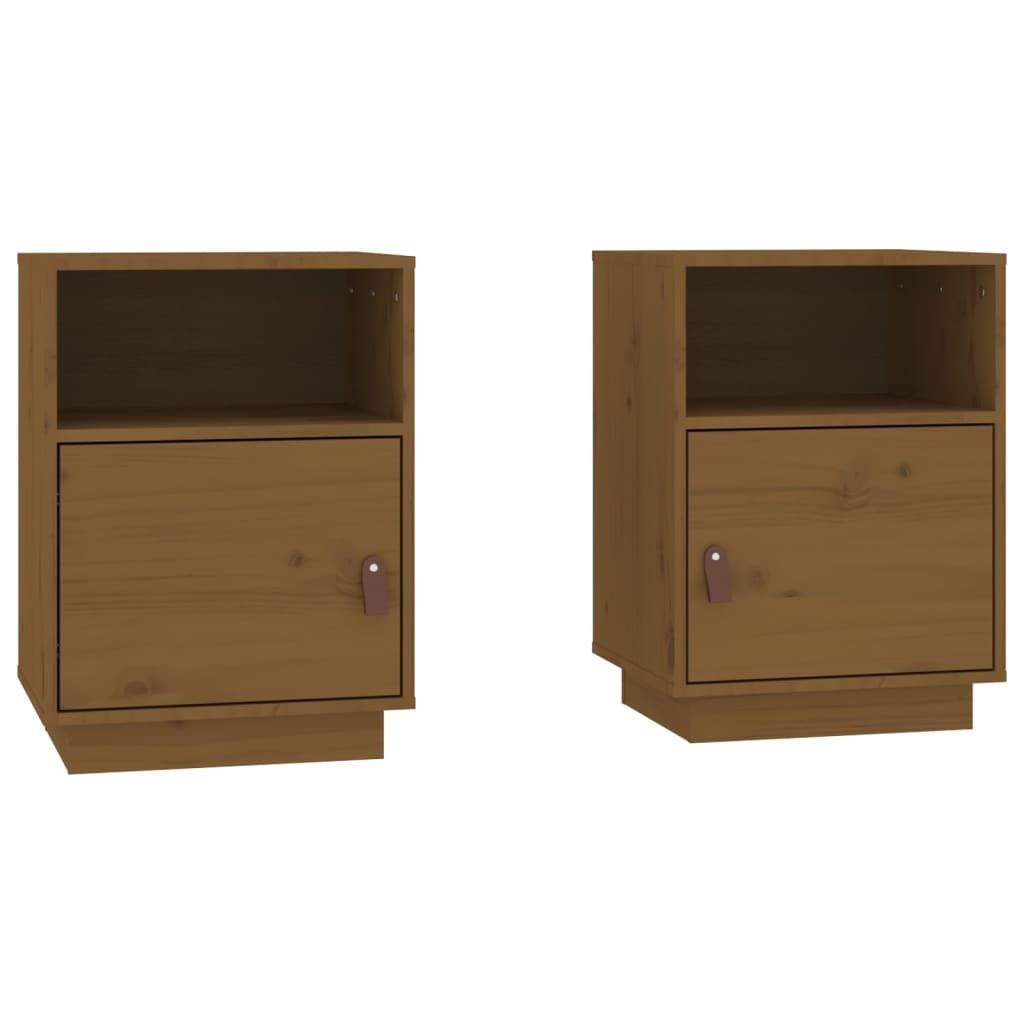Comodini Ambrati 2 pz 40x34x55 cm in Legno Massello di Pino - homemem39