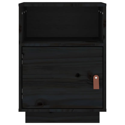 Comodino Nero 40x34x55 cm in Legno Massello di Pino - homemem39