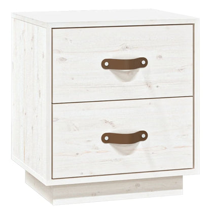 Comodino Bianco 40x34x45 cm in Legno Massello di Pino - homemem39