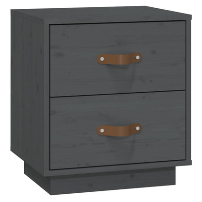 Comodino Grigio 40x34x45 cm in Legno Massello di Pino - homemem39