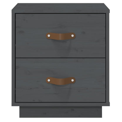 Comodino Grigio 40x34x45 cm in Legno Massello di Pino - homemem39