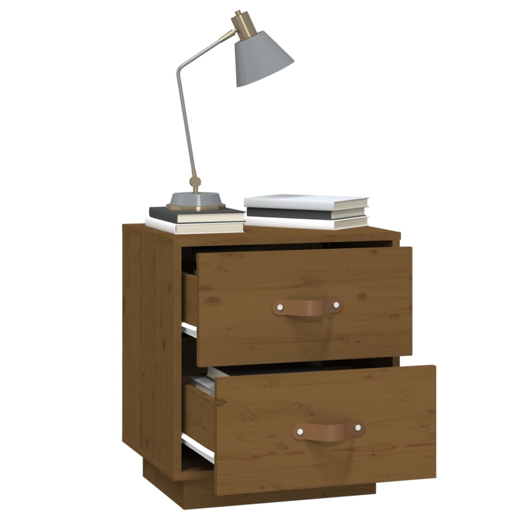 Comodini 2 pz Ambrati 40x34x45 cm in Legno Massello di Pino - homemem39