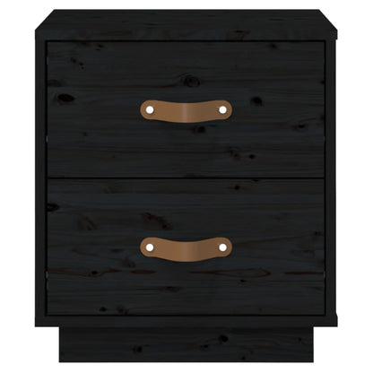Comodino Nero 40x34x45 cm in Legno Massello di Pino - homemem39