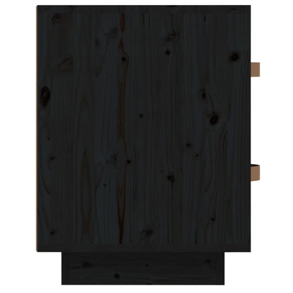 Comodino Nero 40x34x45 cm in Legno Massello di Pino - homemem39