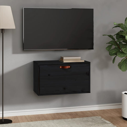 Pensile Nero 60x30x35 cm in Legno Massello di Pino | homemem39