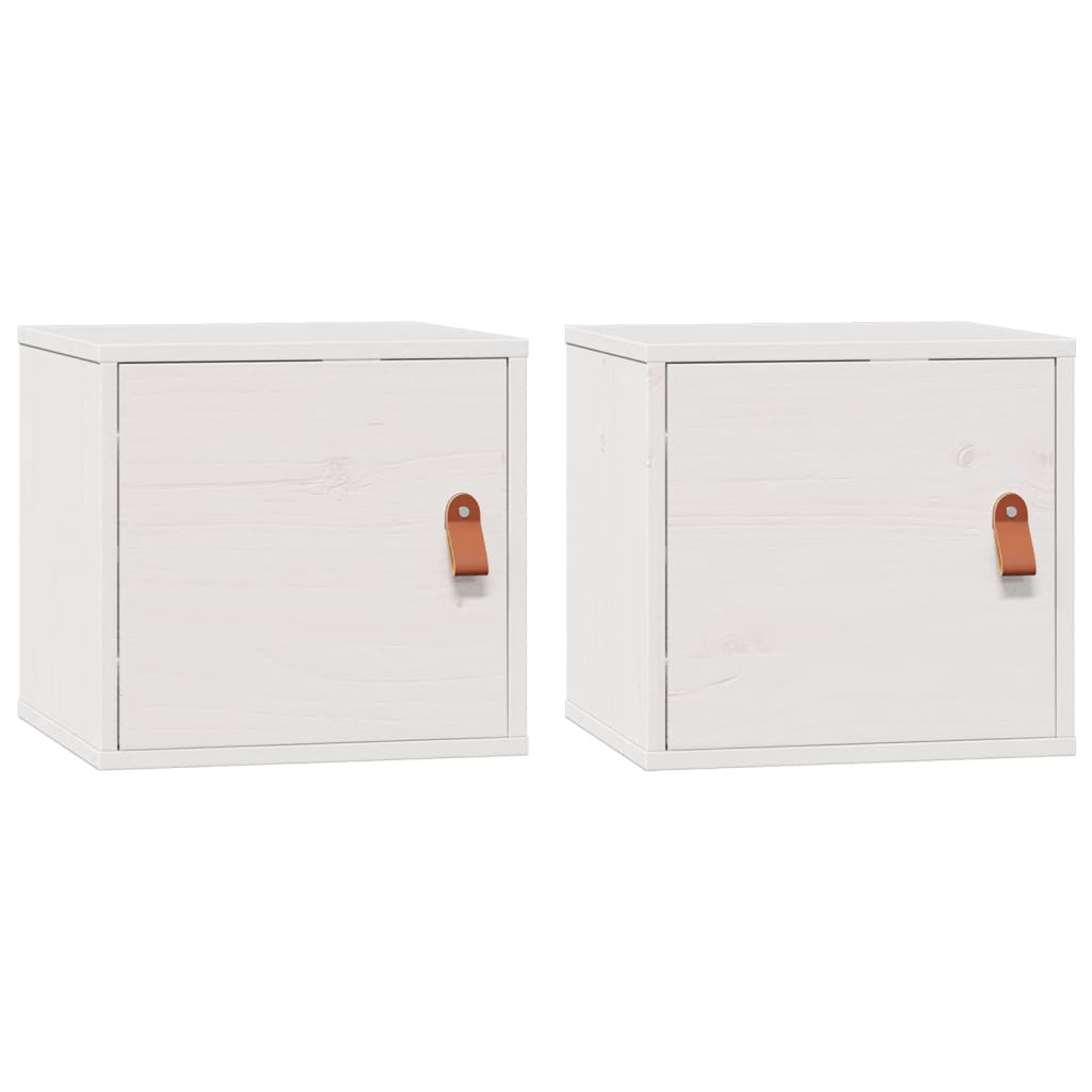 Pensili 2pz Bianchi 31,5x30x30 cm in Legno Massello di Pino | homemem39