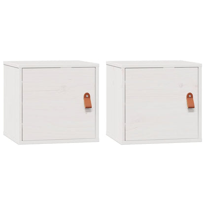 Pensili 2pz Bianchi 31,5x30x30 cm in Legno Massello di Pino | homemem39