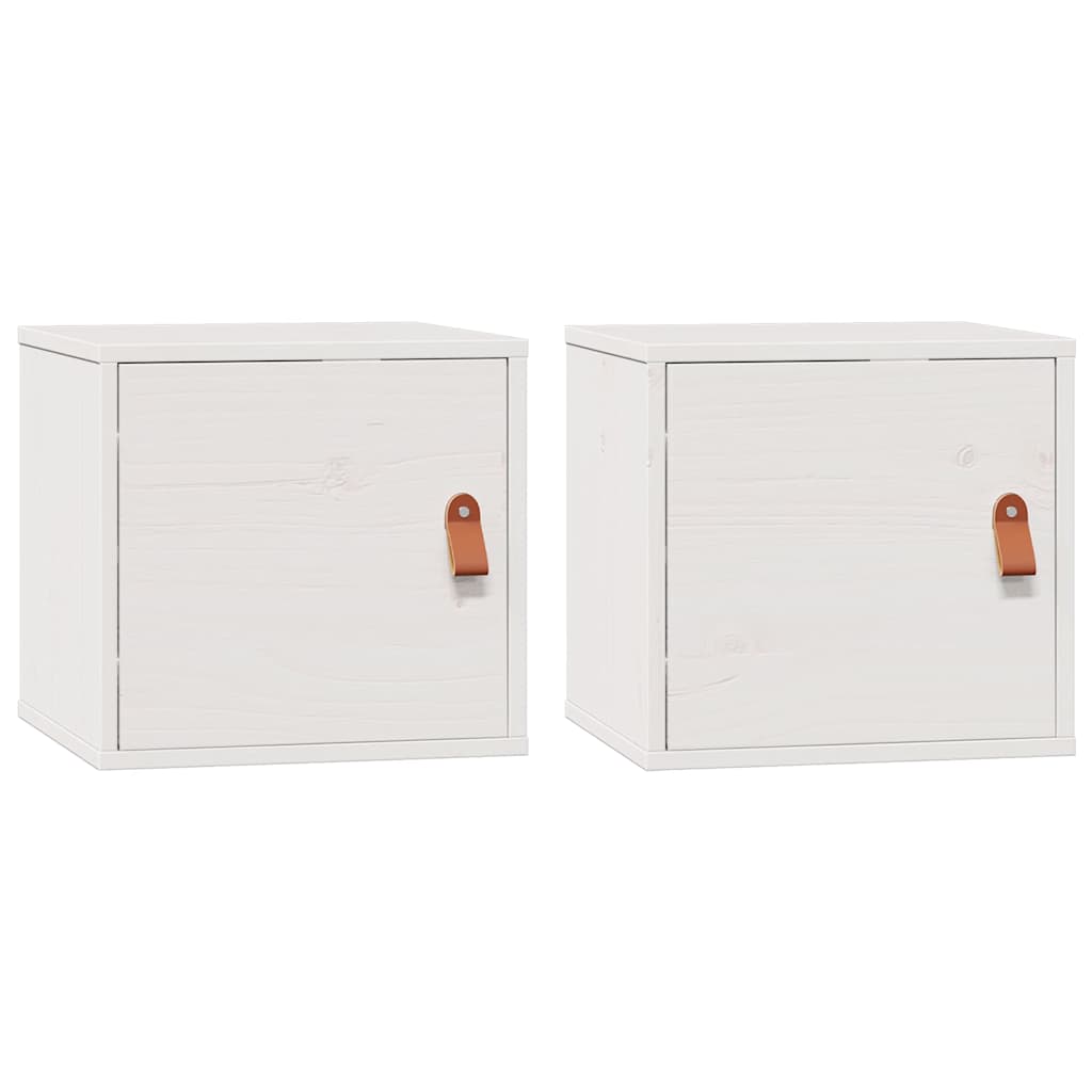 Pensili 2pz Bianchi 31,5x30x30 cm in Legno Massello di Pino