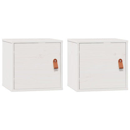 Pensili 2pz Bianchi 31,5x30x30 cm in Legno Massello di Pino