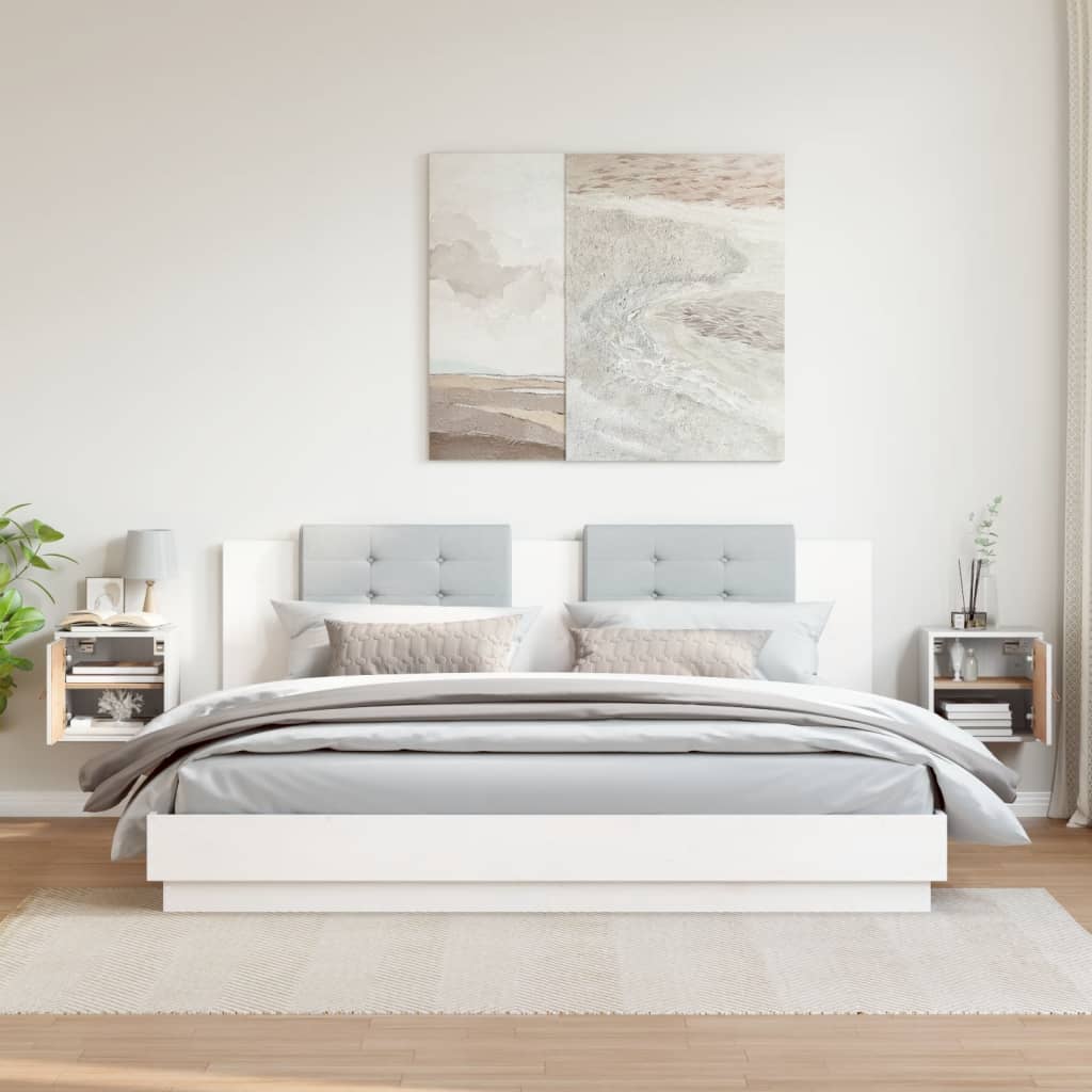 Pensili 2pz Bianchi 31,5x30x30 cm in Legno Massello di Pino | homemem39