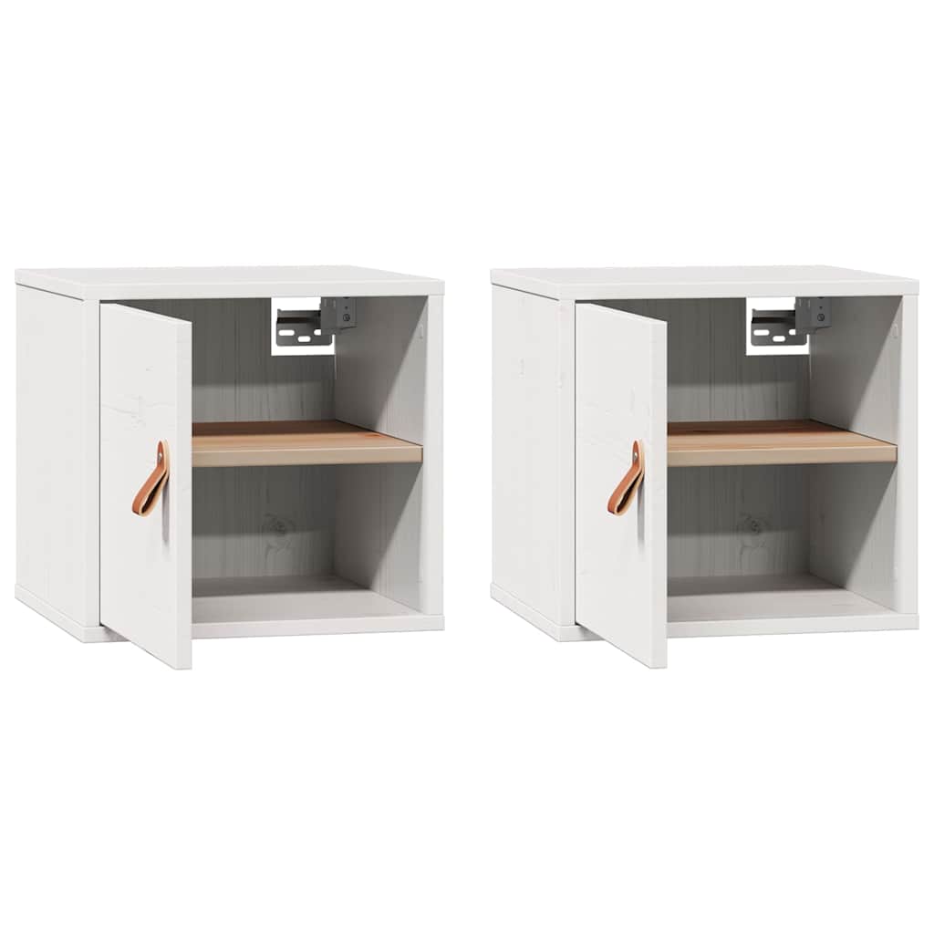 Pensili 2pz Bianchi 31,5x30x30 cm in Legno Massello di Pino
