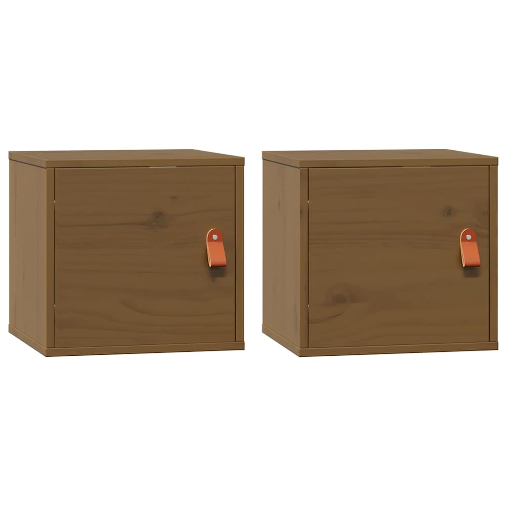 Pensili 2pz Marrone Ambra31,5x30x30cm in Legno Massello di Pino