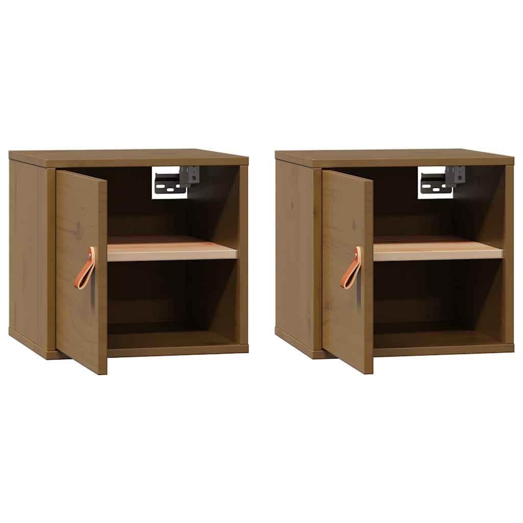 Pensili 2pz Marrone Ambra31,5x30x30cm in Legno Massello di Pino