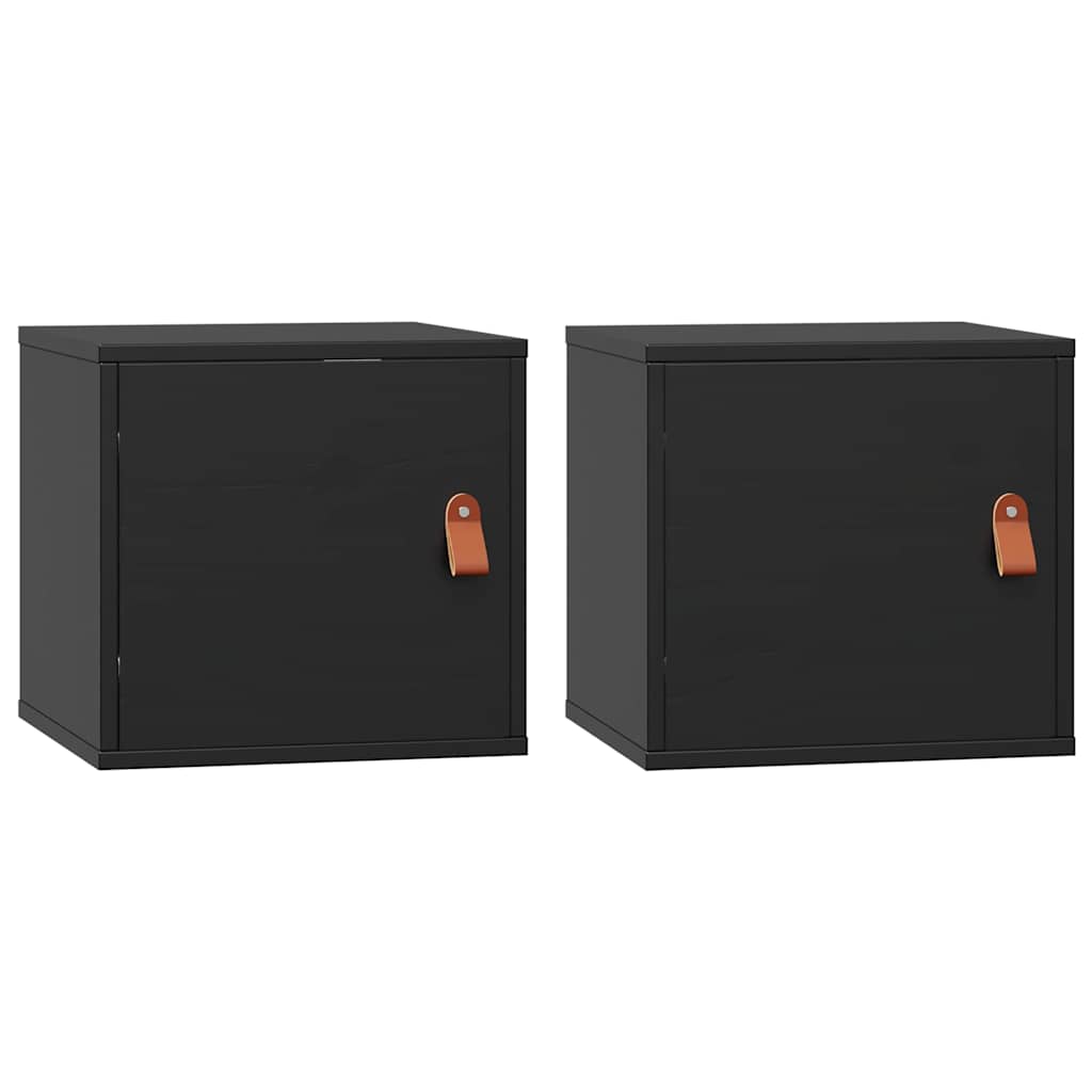 Pensili 2pz Neri 31,5x30x30 cm in Legno Massello di Pino