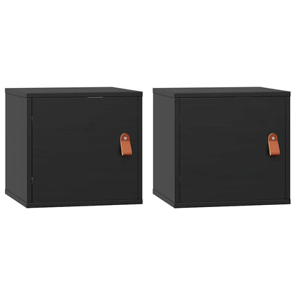 Pensili 2pz Neri 31,5x30x30 cm in Legno Massello di Pino
