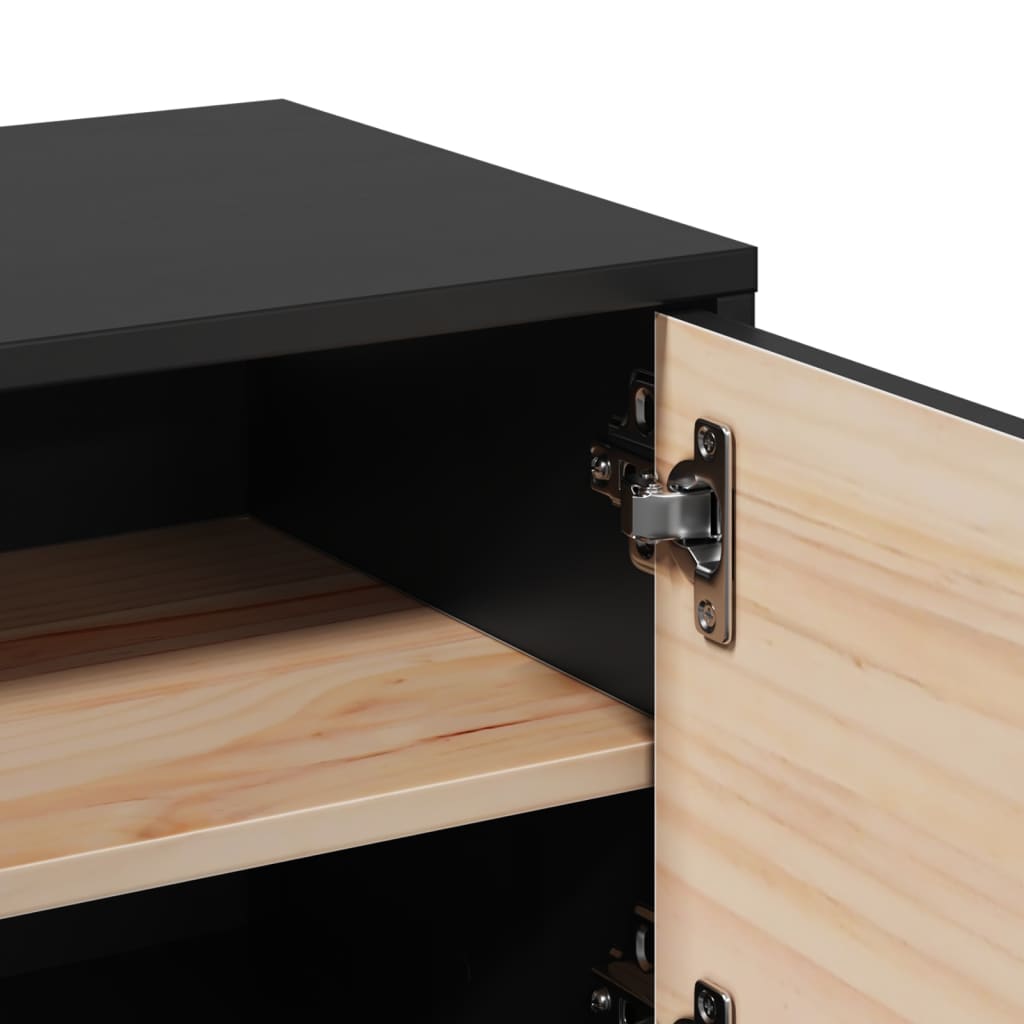 Pensili 2pz Neri 31,5x30x30 cm in Legno Massello di Pino - homemem39