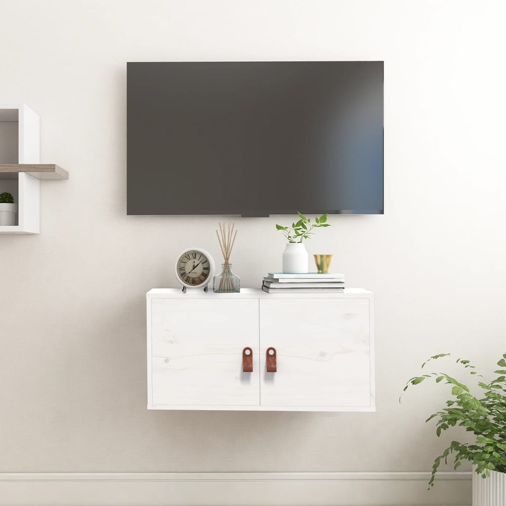 Pensile Bianco 60x30x30 cm in Legno Massello di Pino | homemem39