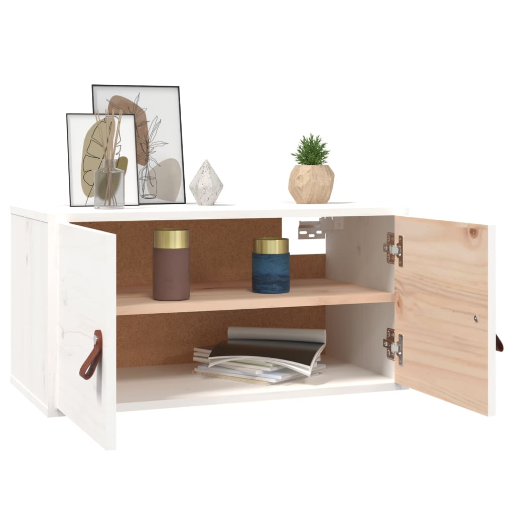 Pensili 2 pz Bianchi 60x30x30 cm in Legno Massello di Pino | homemem39