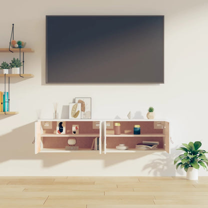 Pensili 2 pz Bianchi 60x30x30 cm in Legno Massello di Pino