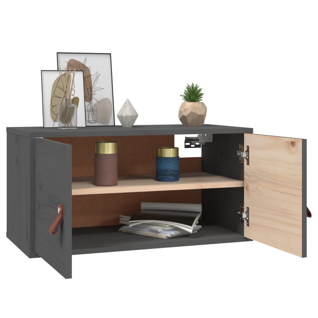 Pensili 2 pz Grigi 60x30x30 cm in Legno Massello di Pino | homemem39