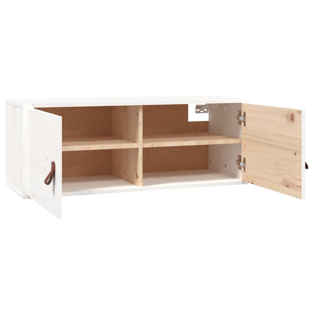 Pensile Bianco 80x30x30 cm in Legno Massello di Pino | homemem39