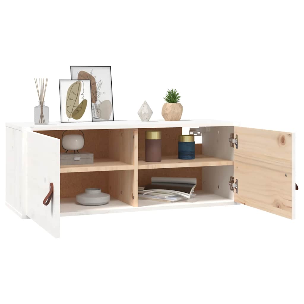 Pensile Bianco 80x30x30 cm in Legno Massello di Pino | homemem39