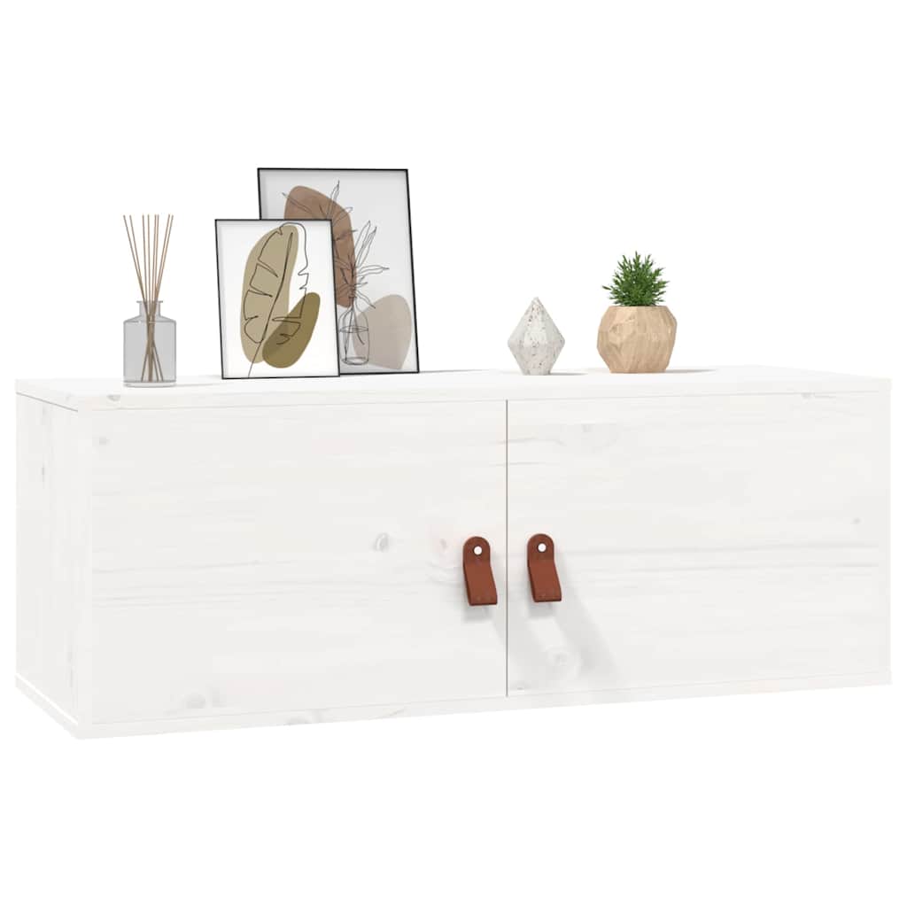 Pensile Bianco 80x30x30 cm in Legno Massello di Pino | homemem39