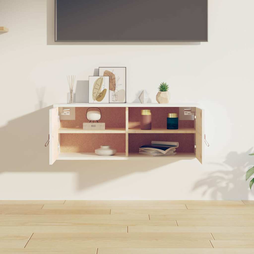 Pensile Bianco 80x30x30 cm in Legno Massello di Pino | homemem39