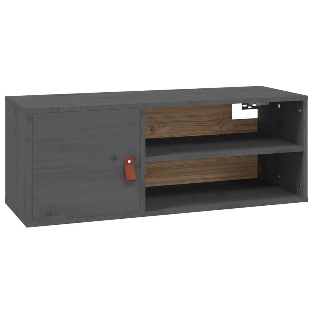 Pensili 2 pz Grigi 80x30x30 cm in Legno Massello di Pino | homemem39