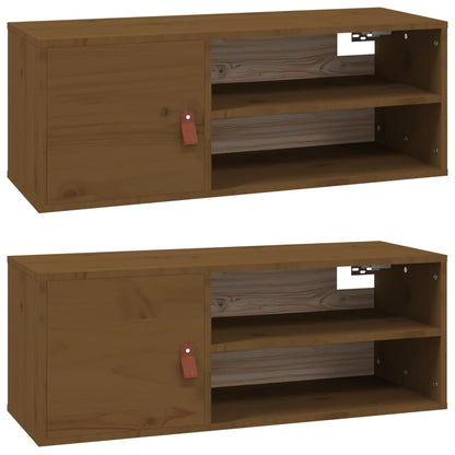 Pensili 2 pz Marrone ambra 80x30x30cm in Legno Massello di Pino