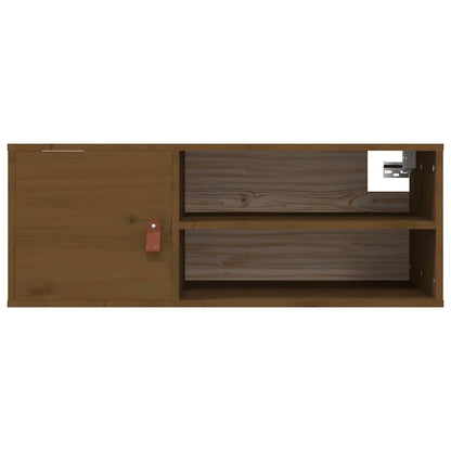 Pensili 2 pz Marrone ambra 80x30x30cm in Legno Massello di Pino