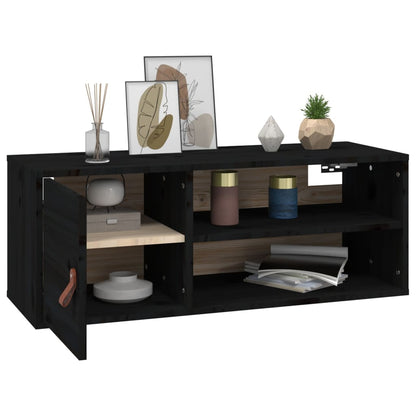 Pensili 2 pz Neri 80x30x30 cm in Legno Massello di Pino | homemem39