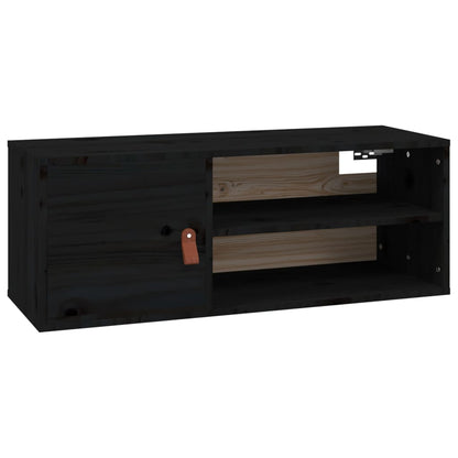 Pensili 2 pz Neri 80x30x30 cm in Legno Massello di Pino | homemem39