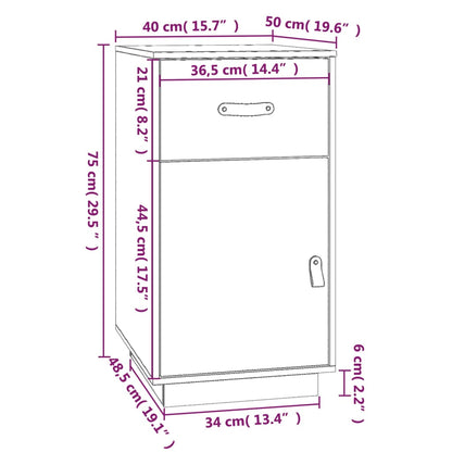 Armadietto da Scrivania Grigio 40x50x75 cm Legno Massello Pino