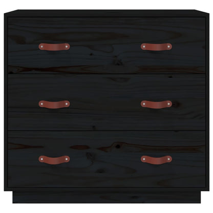 Credenza Nera 80x40x75 cm in Legno Massello di Pino - homemem39