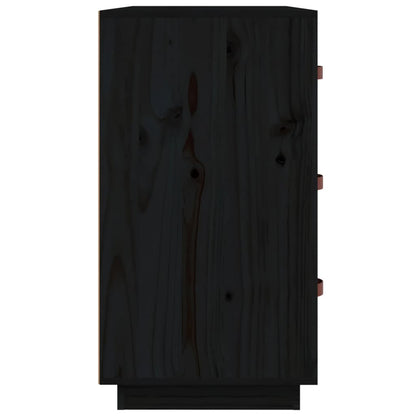 Credenza Nera 80x40x75 cm in Legno Massello di Pino - homemem39