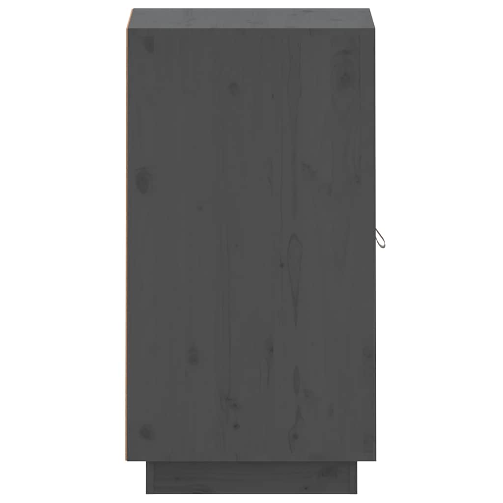 Credenza Grigia 34x40x75 cm in Legno Massello di Pino - homemem39