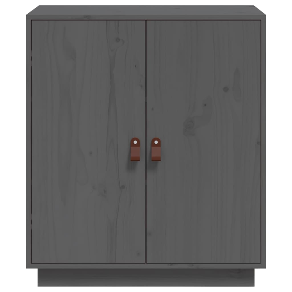 Credenza Grigia 65,5x40x75 cm in Legno Massello di Pino - homemem39