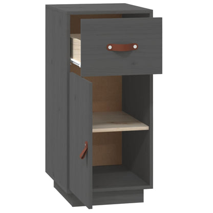 Credenza Grigia 34x40x75 cm in Legno Massello di Pino