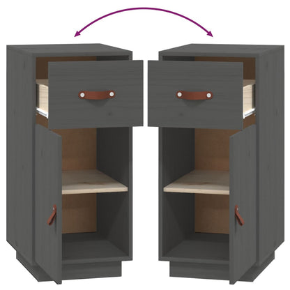 Credenza Grigia 34x40x75 cm in Legno Massello di Pino