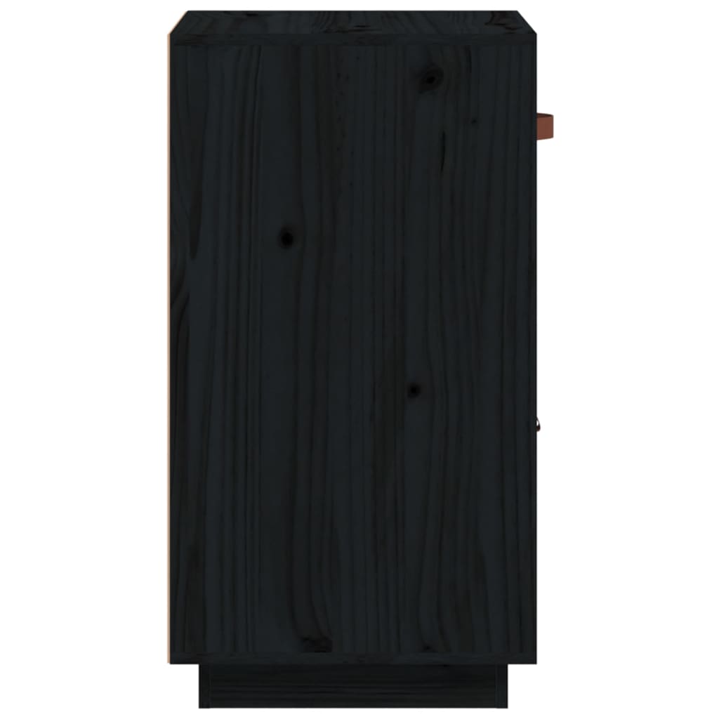 Credenza Nera 34x40x75 cm in Legno Massello di Pino