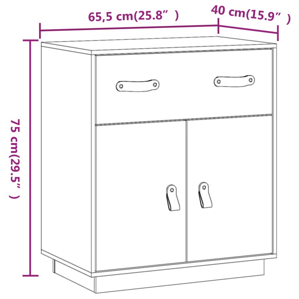 Credenza 65,5x40x75 cm in Legno Massello di Pino - homemem39